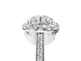 White gold Round Diamond Floral Halo Ring with Pavé Band and Prong Setting_58
