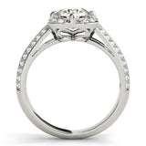 White gold Round Diamond Floral Halo Split Shank Engagement Ring 2