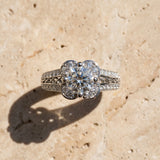 White gold Round Diamond Floral Halo Split Shank Engagement Ring_9