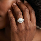 White gold Round Diamond Floral Halo Split Shank Prong Setting Ring_27