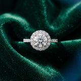 White gold Round Diamond Floral Halo Split Shank Prong Setting Ring_28