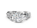 White gold Round Diamond Floral Vine Solitaire Engagement Ring_23