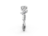 White gold Round Diamond Floral Vine Solitaire Engagement Ring_25