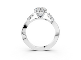 White gold Round Diamond Floral Vine Solitaire Engagement Ring_26