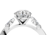 White gold Round Diamond Floral Vine Solitaire Engagement Ring_27