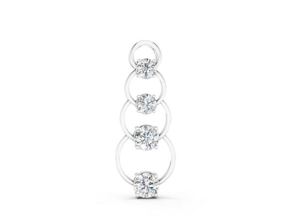 Silver Round Diamond Four-Prong Circle Pendant