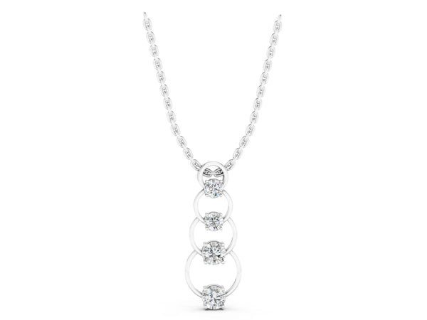 Silver Round Diamond Four-Prong Circle Pendant