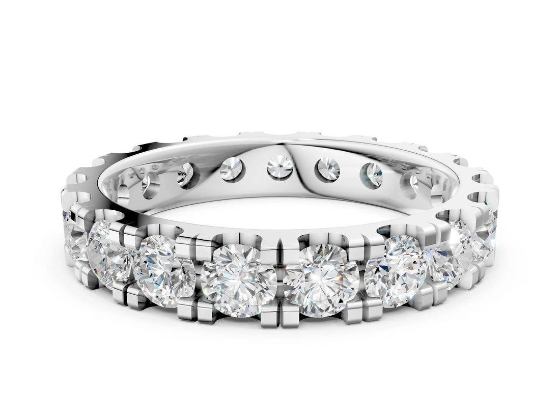 White gold Round Diamond Full Eternity Band with U-Prong Setting