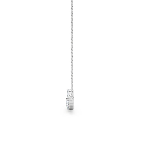 Silver Round Diamond Graduated Bar Necklace with Prong Setting