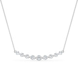 White gold Round Diamond Graduated Bar Necklace with Prong Setting