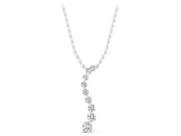 White gold Round Diamond Graduated Prong Set Pendant
