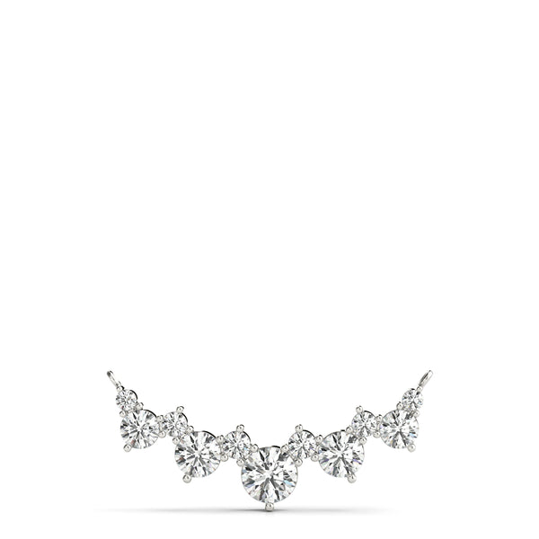 Silver Round Diamond Graduated V-Prong Necklace