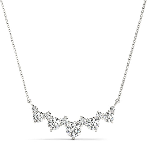 White gold Round Diamond Graduated V-Prong Necklace
