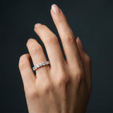 White gold Round Diamond Half Eternity Band with Classic Prong Setting_61