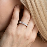 Platinum 0.72 Carat E VS Round Diamond Half Eternity Band with Prong Setting