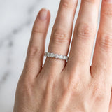 White gold Round Diamond Half-Eternity Band with Shared Prong Setting