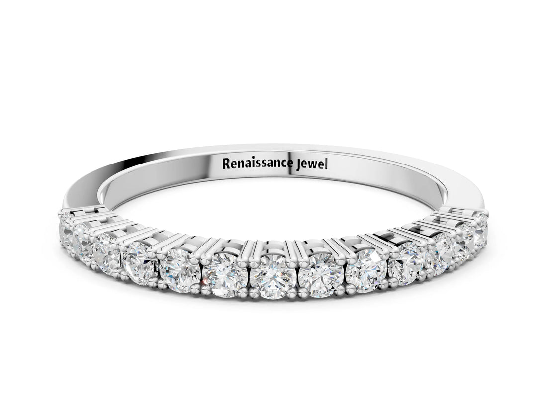 White gold Round Diamond Half-Eternity Band with Shared Prong Setting_33