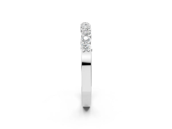 Platinum Round Diamond Half-Eternity Band with U-Prong Setting