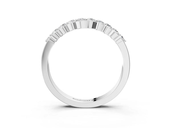 Platinum Round Diamond Half-Eternity Band with U-Prong Setting
