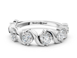 White gold Round Diamond Half Eternity Band with Wave Prong Setting_28