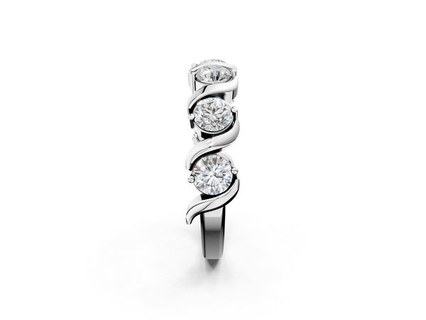White gold Round Diamond Half Eternity Band with Wave Prong Setting