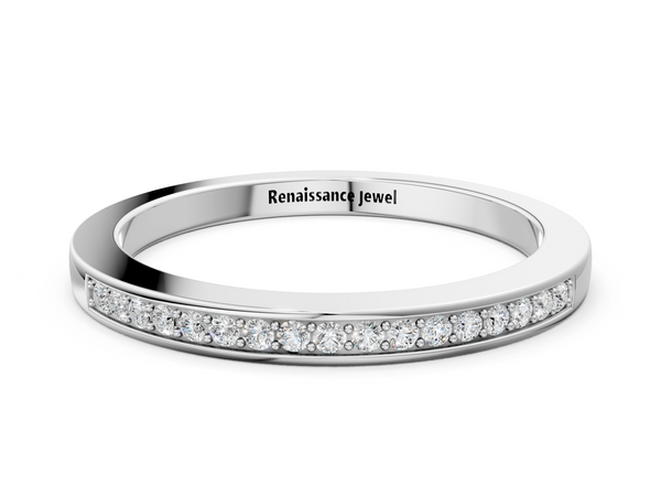 White gold Round Diamond Half Eternity Pavé Band