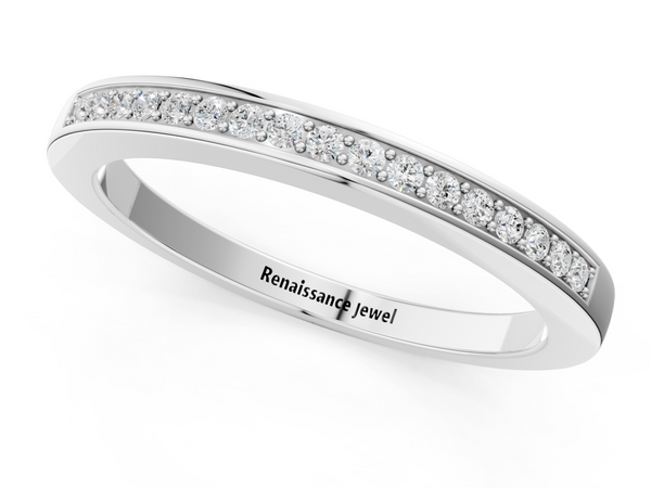White gold Round Diamond Half Eternity Pavé Band