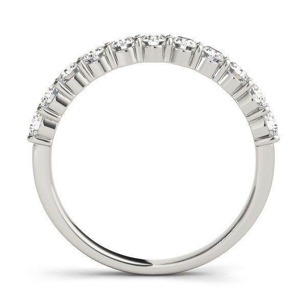Silver Round Diamond Half-Eternity Prong-Set Band