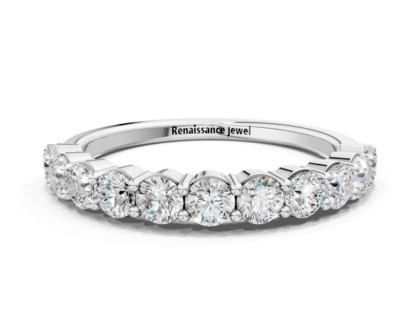 Platinum Round Diamond Half Eternity Band with Prong Setting
