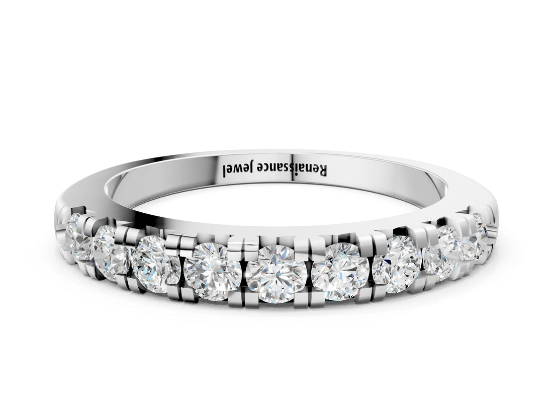 White gold Round Diamond Half-Eternity Prong Set Band_2