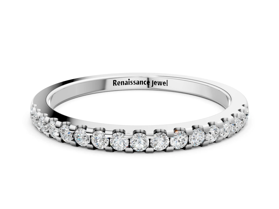 White gold Round Diamond Half Eternity Prong Set Band_27