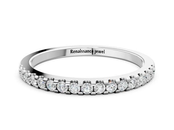 Silver Round Diamond Half Eternity Prong Set Band