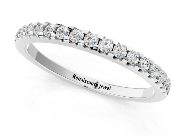 White gold Round Diamond Half Eternity Prong Set Band