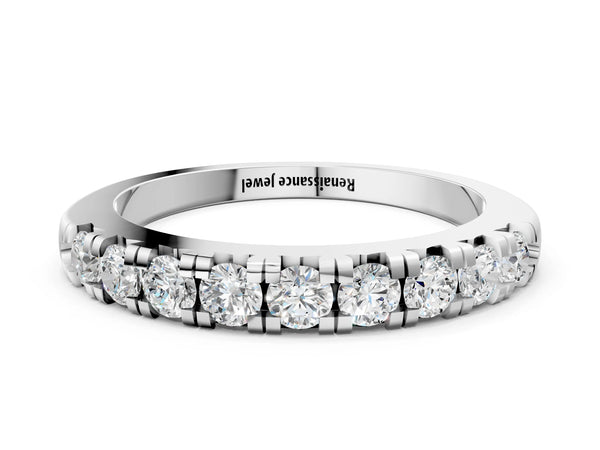 White gold Round Diamond Half-Eternity Prong Set Band