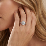 White gold Round Diamond Halo Pave Band with Four-Prong Setting_14