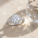 White gold Round Diamond Halo Pave Band with Four-Prong Setting_15
