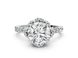 White gold Round Diamond Halo Pave Band with Four-Prong Setting_22