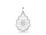 White gold Round Diamond Halo Pendant with Filigree Design_2