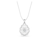 White gold Round Diamond Halo Pendant with Filigree Design_3
