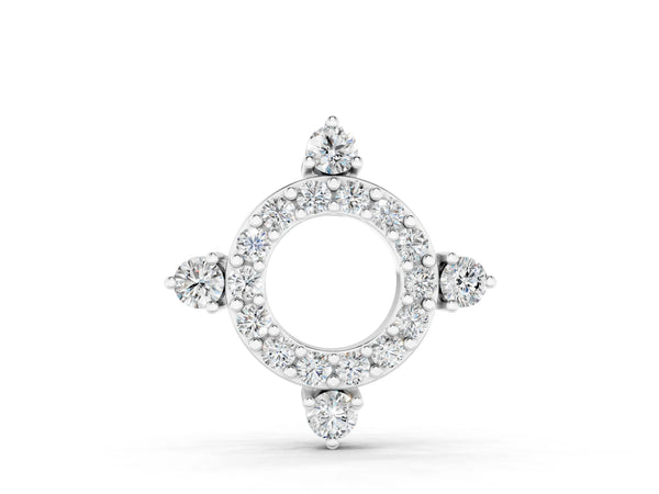 Silver Round Diamond Halo Pendant with Four-Prong Setting