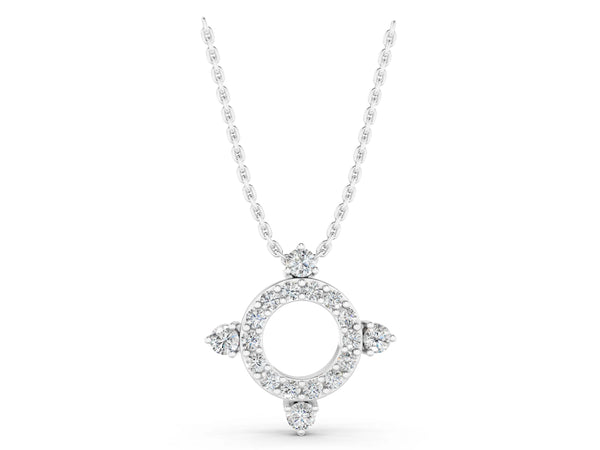 White gold Round Diamond Halo Pendant with Four-Prong Setting