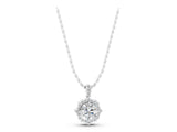 White gold Round Diamond Halo Pendant with Milgrain Prong Setting_4