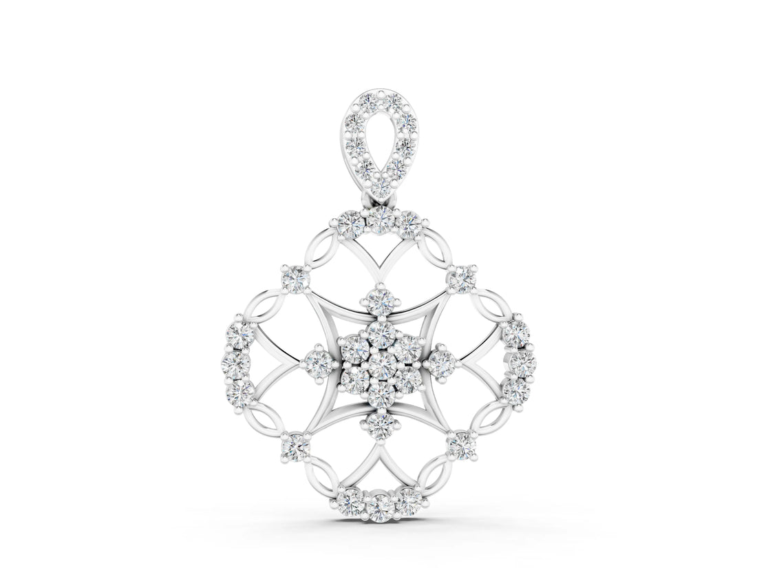 White gold Round Diamond Halo Pendant with Pavé Setting_4