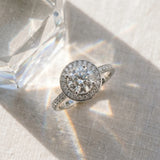 White gold Round Diamond Halo Ring with Bezel Frame and Pavé Band_27