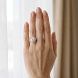 White gold Round Diamond Halo Ring with Cluster Pavé Band and Four-Prong Setting_21
