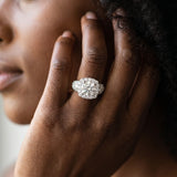 White gold Round Diamond Halo Ring with Cluster Pavé Band and Four-Prong Setting_23