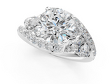 White gold Round Diamond Halo Ring with Marquise and Pavé Band in Prong Setting_113