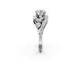 White gold Round Diamond Halo Ring with Marquise and Pavé Band in Prong Setting_118