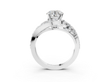 White gold Round Diamond Halo Ring with Marquise and Pavé Band in Prong Setting_121