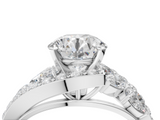 White gold Round Diamond Halo Ring with Marquise and Pavé Band in Prong Setting_122